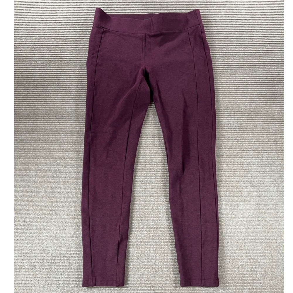 LOFT Womens Burgundy Heathered Seamed Ponte Knit Leggings Pants Size S Small